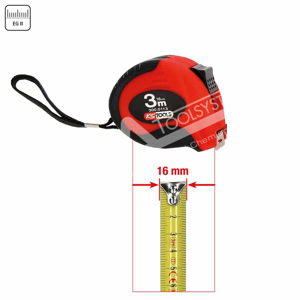 Bandmaß mit Feststeller,schwarz-rot, 3m – Bild 2