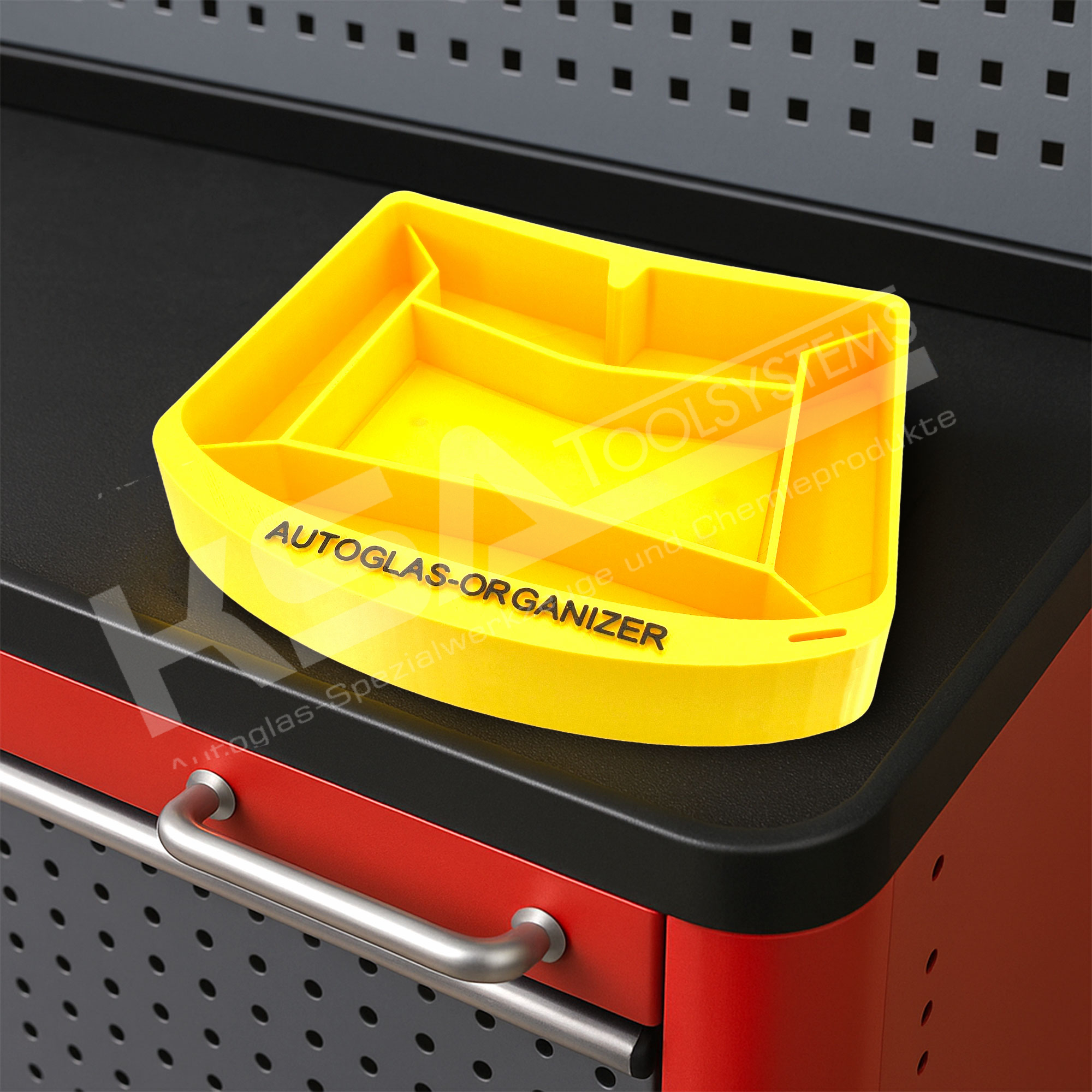 Magnetischer Autoglas Organizer – Ablageschale Scheibenform mit 5 Fächern Gelb 20 cm – Bild 7