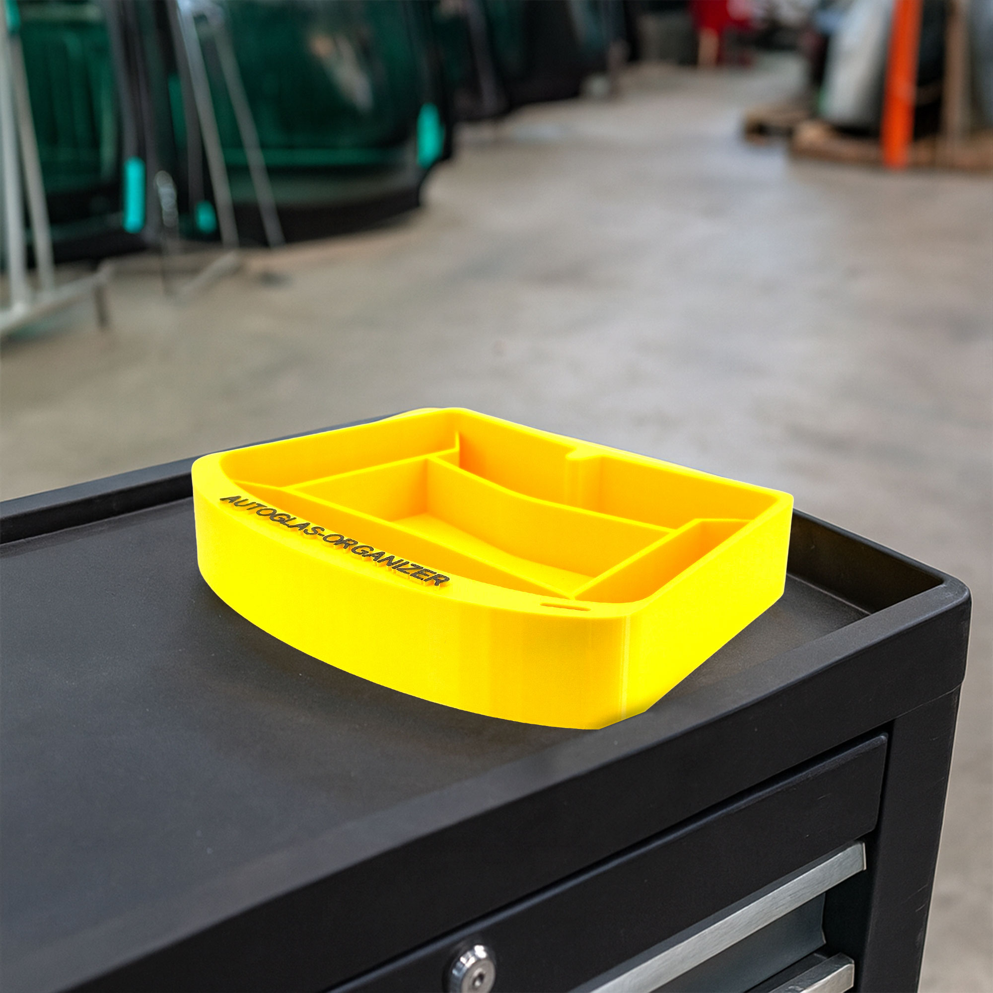 Magnetischer Autoglas Organizer – Ablageschale Scheibenform mit 5 Fächern Gelb 20 cm – Bild 3