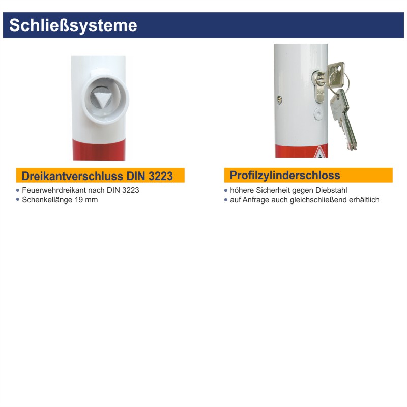 Absperrpfosten Ø 152 mm, herausnehmbar, 1,5 m Höhe, rot-weiß / verzinkt – Bild 3