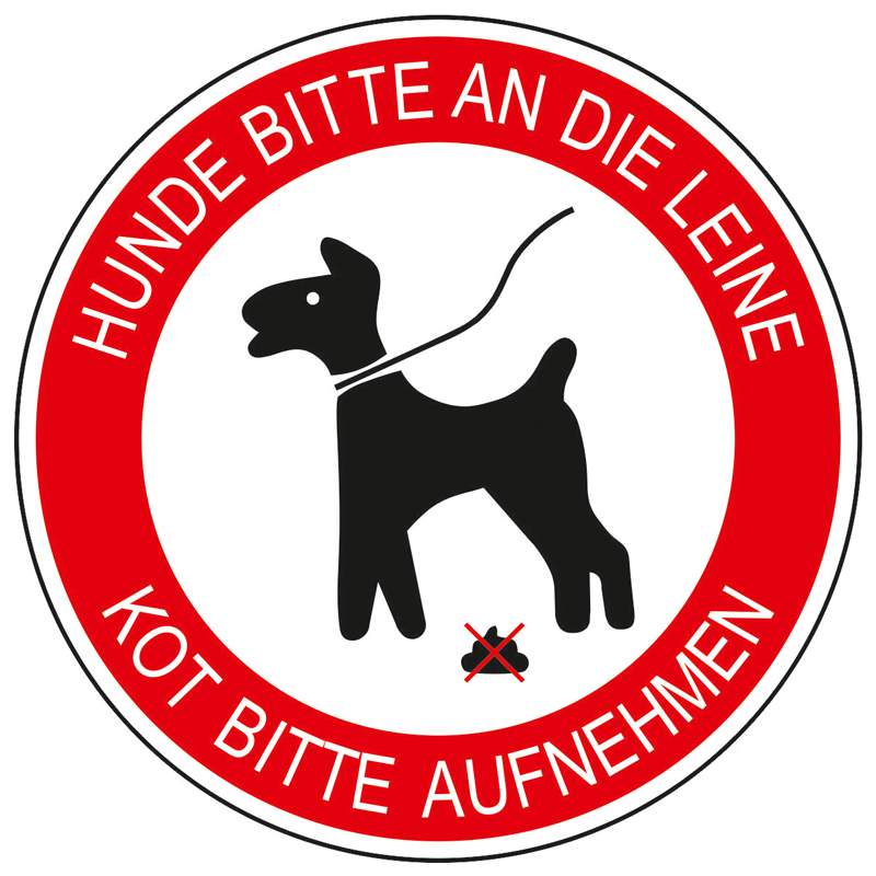 Hinweisschild Hunde bitte an die Leine / Kot bitte aufnehmen – Bild 2