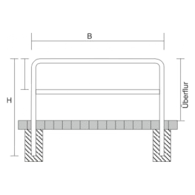 Fahrradanlehnbügel aus Edelstahl Ø 48 mm, mit/ohne Querholm, Einbetonieren oder Aufdübeln – Bild 4