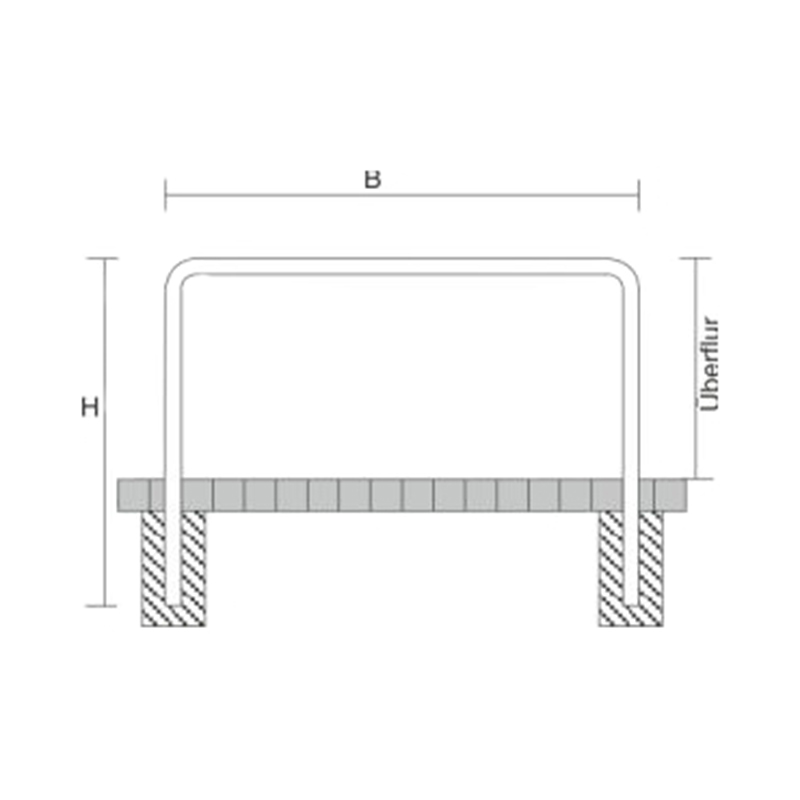 Fahrradanlehnbügel aus Edelstahl Ø 48 mm, mit/ohne Querholm, Einbetonieren oder Aufdübeln – Bild 3