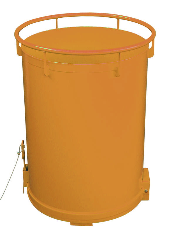 Rundbehälter Typ RB 450, 0,45m3, aus Stahl, mit Bodenentleerung per Seilzug, versch. Farben o. Feuerverzinkt – Bild 2