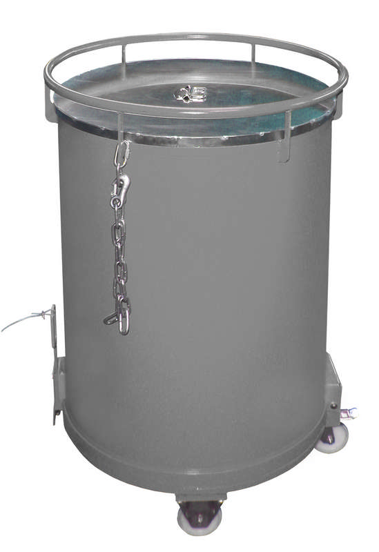 Rundbehälter Typ RB 450, 0,45m3, aus Stahl, mit Bodenentleerung per Seilzug, versch. Farben o. Feuerverzinkt – Bild 6