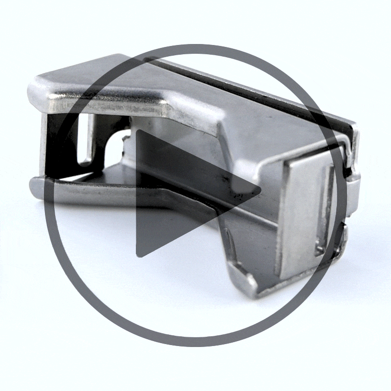 Klemmbandschelle aus Edelstahl für Randform- und Alformschilder, zweiteilig, 70 mm Breite – Bild 8