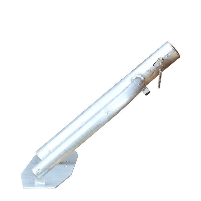 Parkplatzsperre umlegbar mit Bodenplatte und Profilzylinderschloss, 800 mm Breite – Bild 4