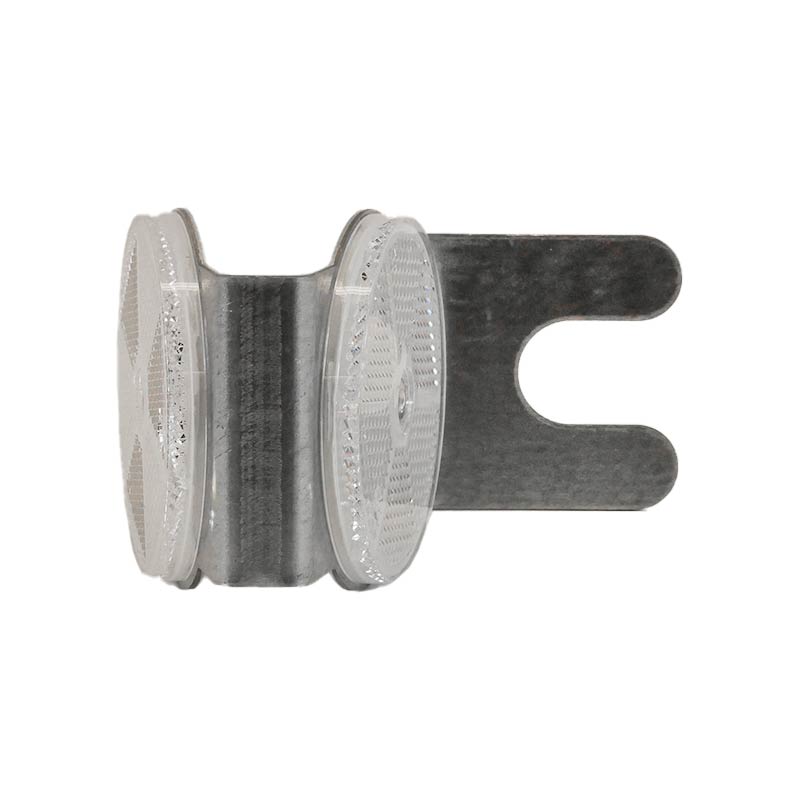 Schutzplanken-Reflektoren Ø 60 mm mit Metallhalterung, in Rot und Weiß, doppelseitig