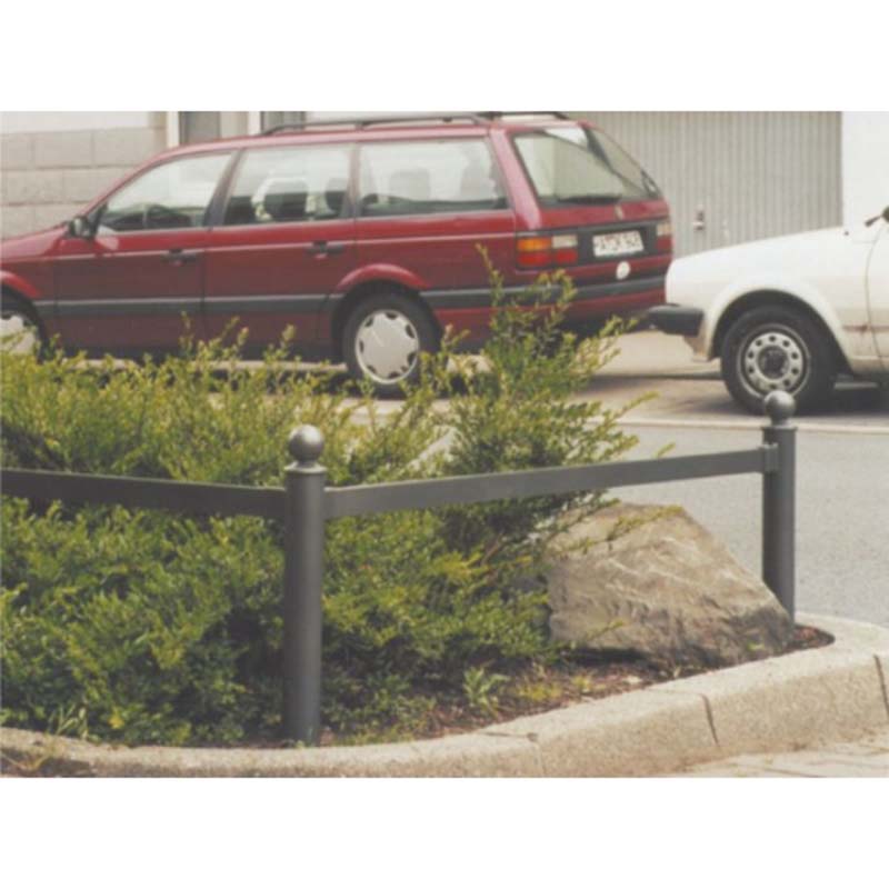 Standpfosten mit Kugelkopf für Rabattengeländer, Querholm aus Flachstahl