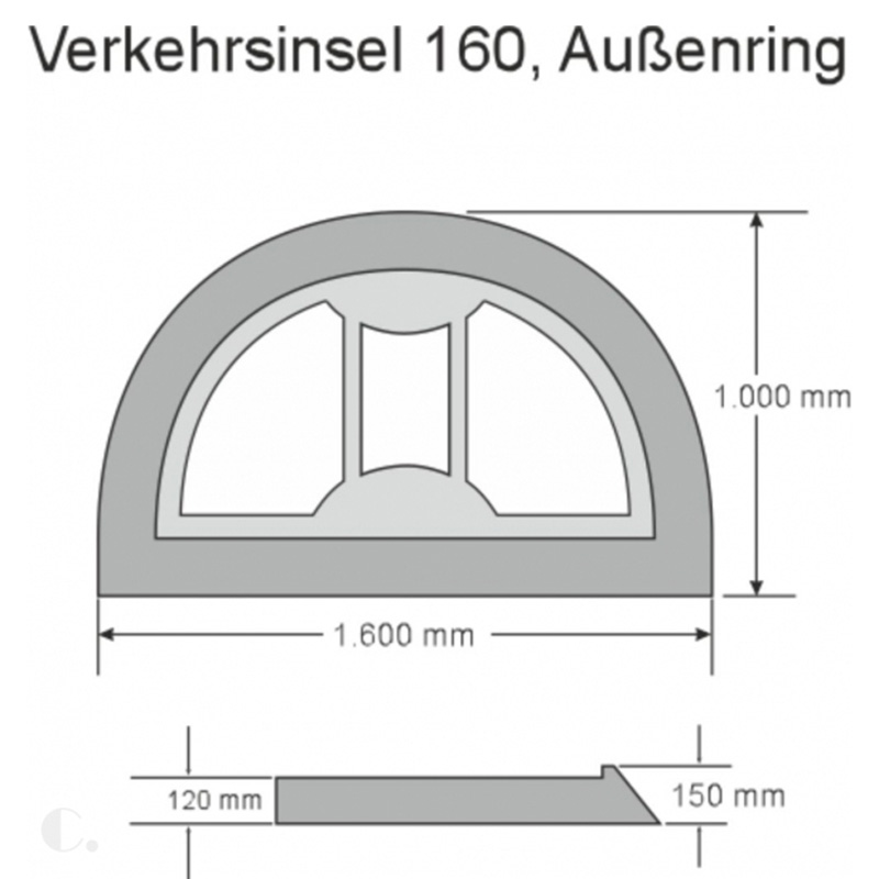 Verkehrsinsel Gamma aus Gummigranulat, 2 Innenteile mit Ø 60 mm Aussparung, 1 Außenring – Bild 7