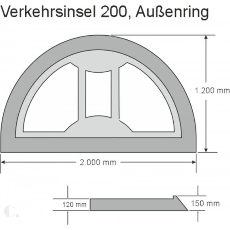 Verkehrsinsel Gamma aus Gummigranulat, 2 Innenteile mit Ø 60 mm Aussparung, 1 Außenring – Bild 6
