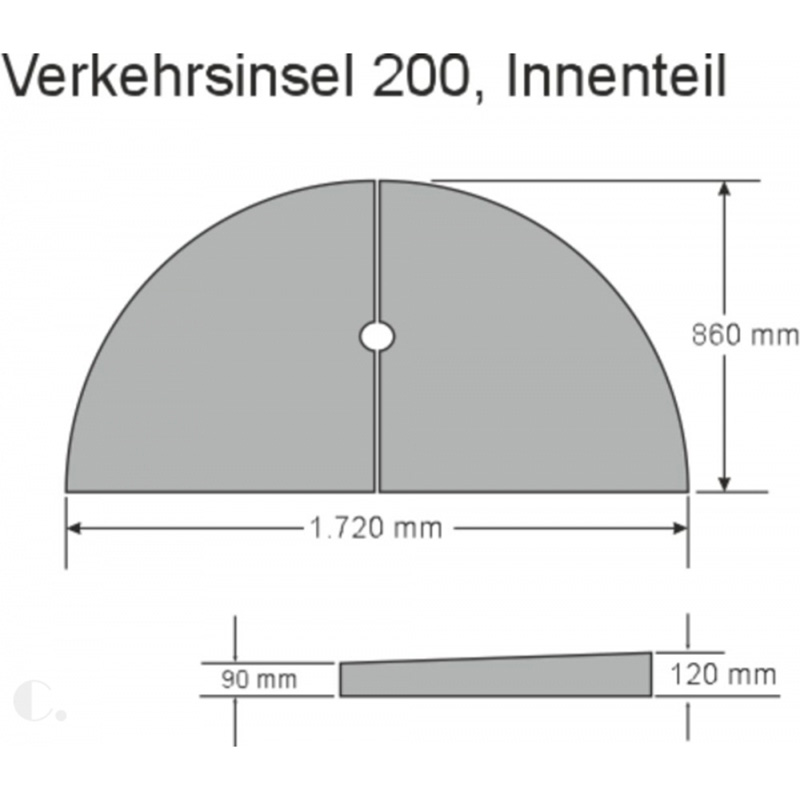 Verkehrsinsel Gamma aus Gummigranulat, 2 Innenteile mit Ø 60 mm Aussparung, 1 Außenring – Bild 9